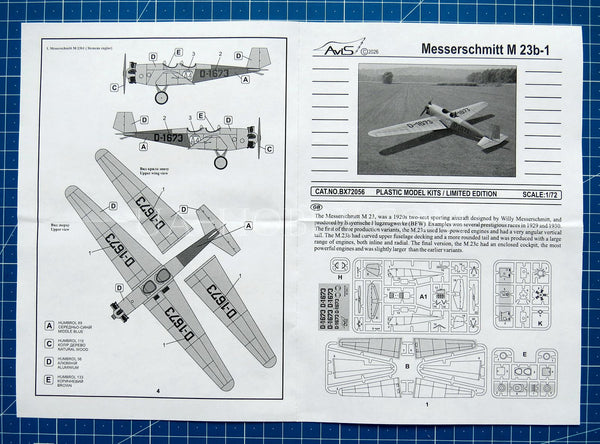 1/72 Messerschmitt M-23b1. AviS BX 72056