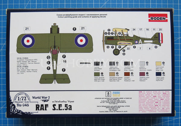 1/72 RAF S.E.5a w / Wolseley Viper. Roden 045