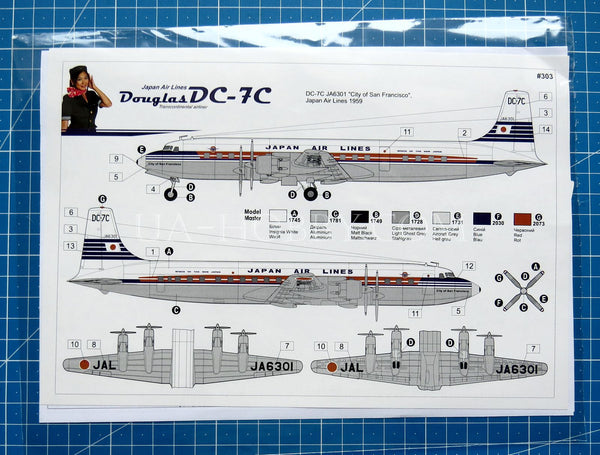 1/144 Douglas DC-7C Japan Air Lines. Roden 303