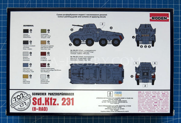 1/72 Sd.Kfz. 231 schwerer Panzerspähwagen (8 Rad). Roden 702