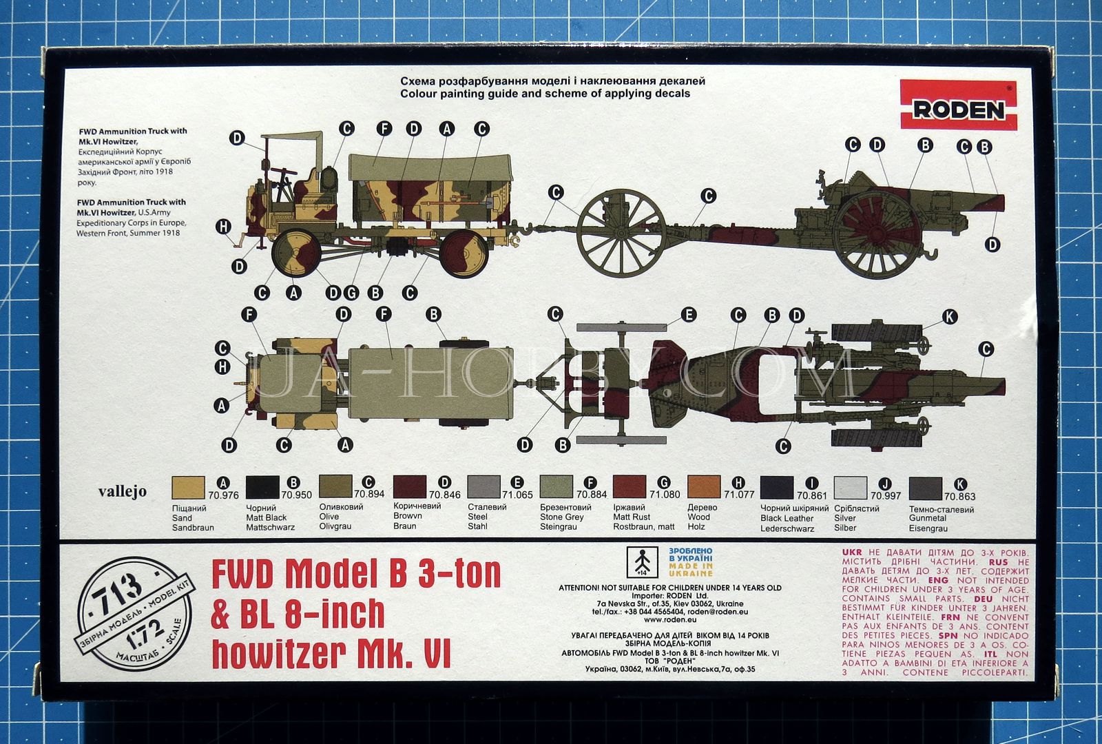 RODEN 1/72 Scale Plastic Model Kit - FWD Model B & BL 8-Inch Howitzer MK.VI WWII Vehicle, Unassembled - View #7