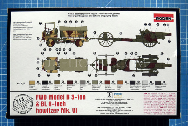 1/72  FWD Model B 3 ton & BL 8-inch howitzer Mk.VI. Roden 713