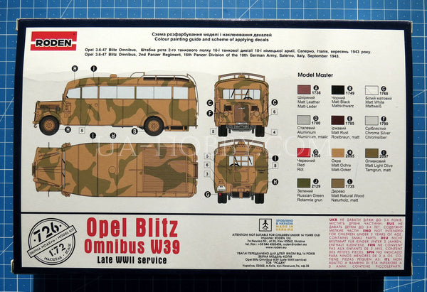 1/72 Opel Blitz Omnibus W39. Roden 726