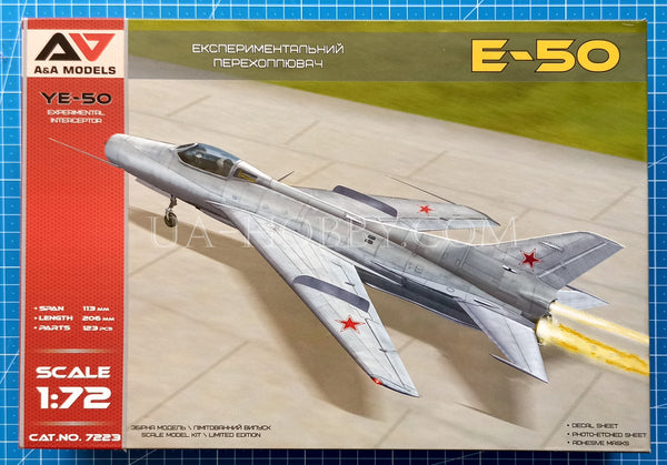 /72 MiG E-50 (Ye-50) experimental interceptor. A&A Models 7223 - boxart