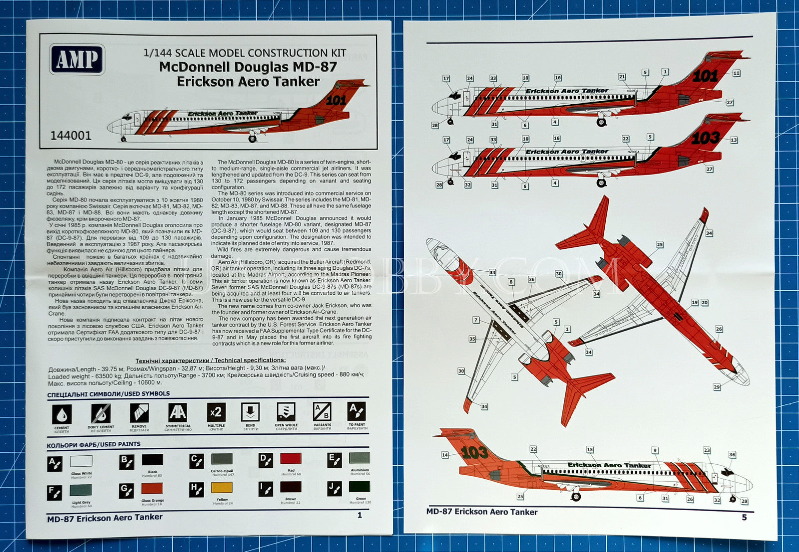 1/144 McDonnell-Douglas MD-87 Erickson Aero Tanker. AMP 144001