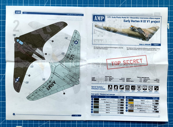 1/72 Horten H IX V1 project with BMW 003. AMP 72017