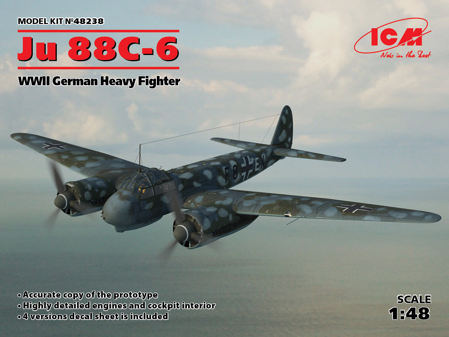 1/48 Ju 88C-6 WWII German Heavy Fighter. ICM 48238