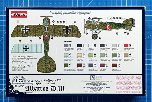 1/72 Albatros D.III Oeffag s.153 (late). Roden 030