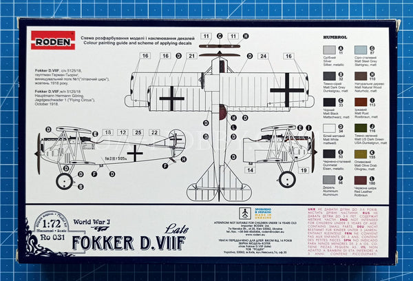 1/72 Fokker D.VIIF Late. Roden 031