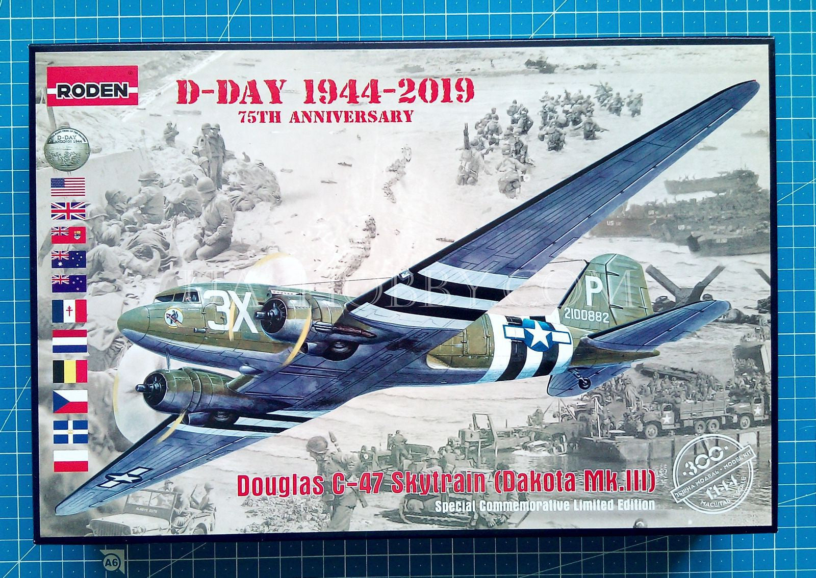 1/144 Douglas C-47 Skytrain (Dakota Mk.III) D-Day 1944-2019. Roden 300