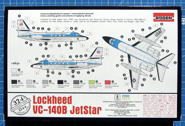 1/144 Lockheed VC-140B Jetstar. Roden 324